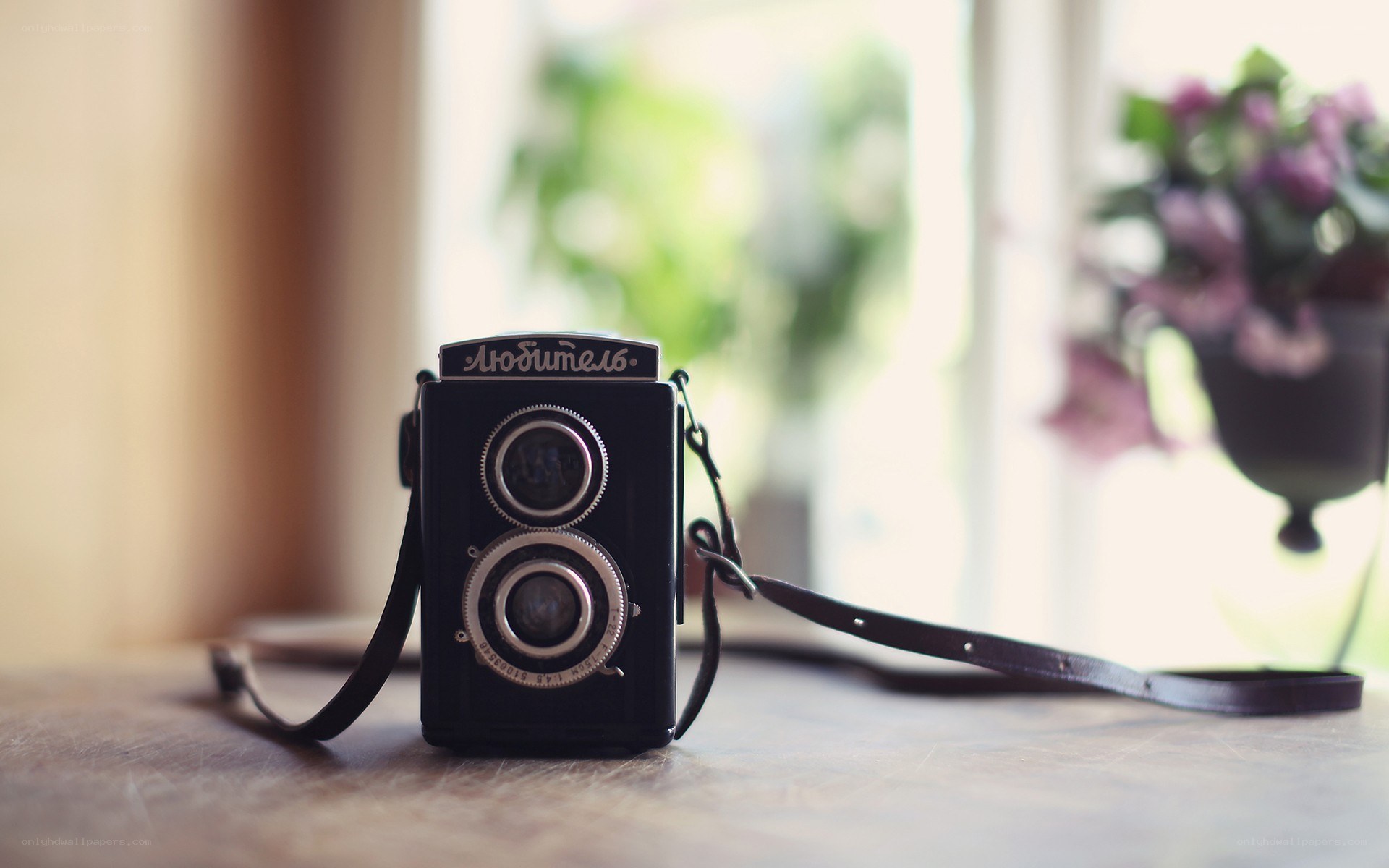 vintage camera on a wooden table