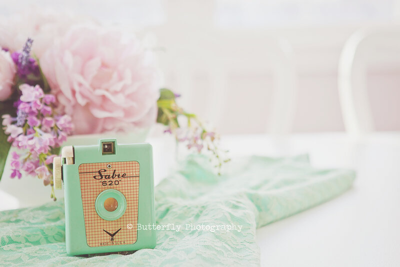 Vintage Camera on Lace
