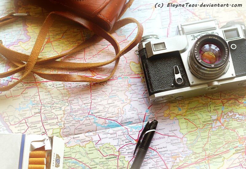 Vintage Camera on Map
