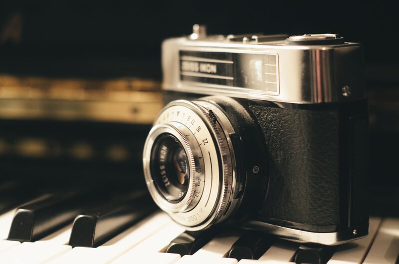 Vintage Camera on Piano