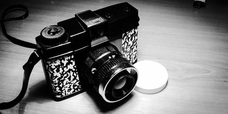Vintage Camera on Table — Black