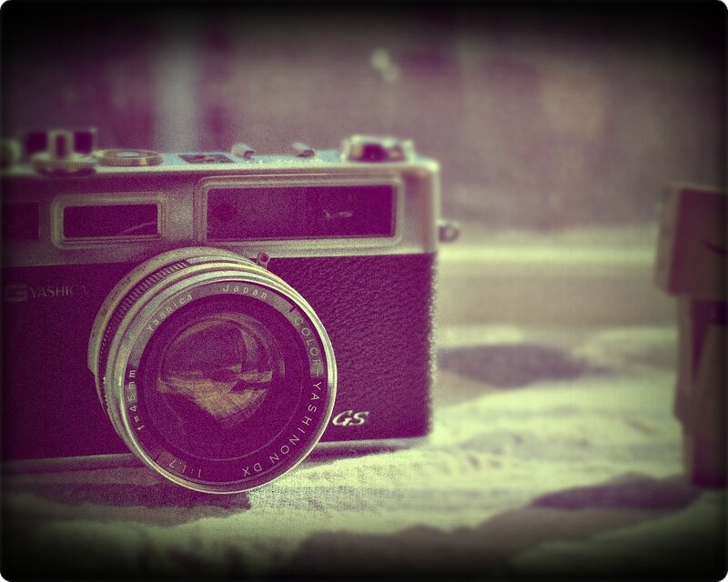 vintage camera on textured surface