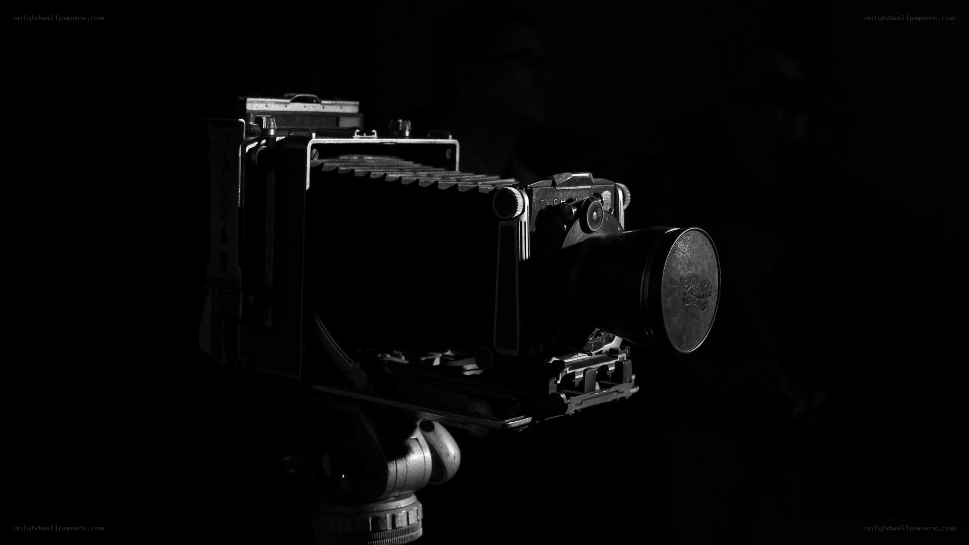 Vintage camera on tripod