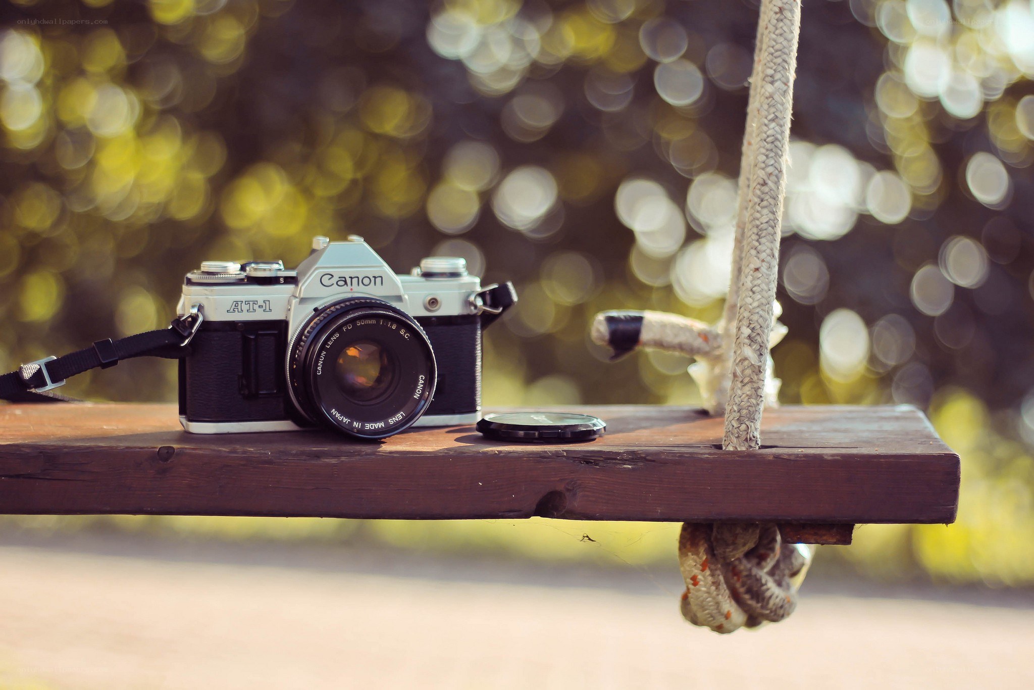 vintage camera on wooden plank