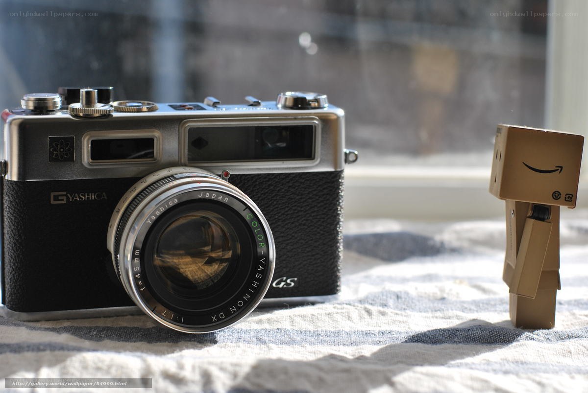 vintage camera with danbo figure