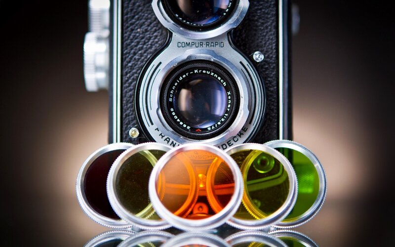 Vintage camera with filters
