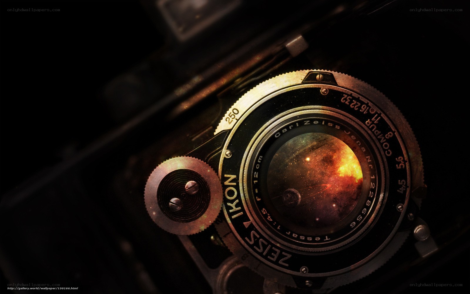 Vintage camera with galaxy lens