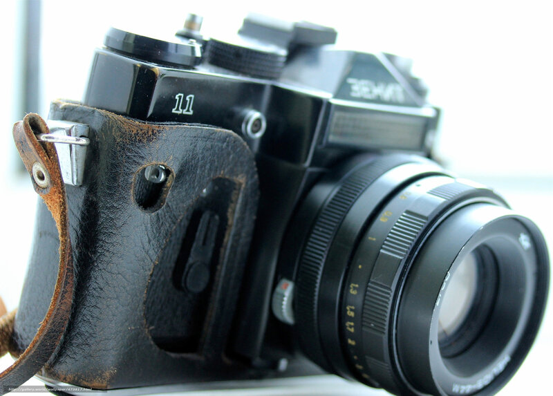 vintage camera with leather case