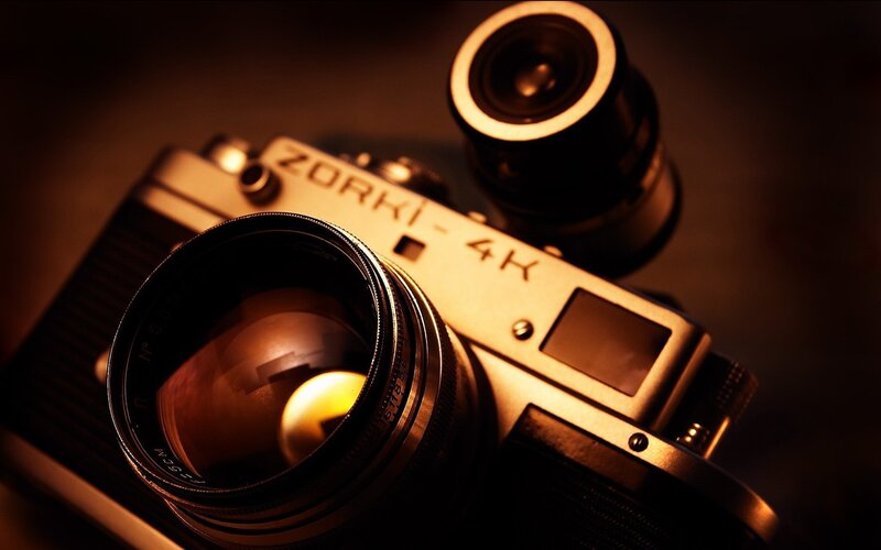 Vintage Camera Zorki-4K — Brown, Dramatic