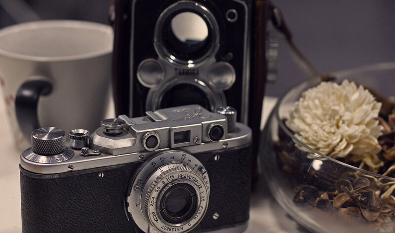 Vintage Cameras and Mug