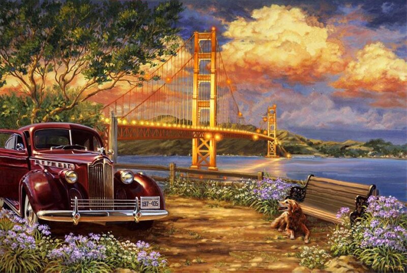 Vintage Car and Dog