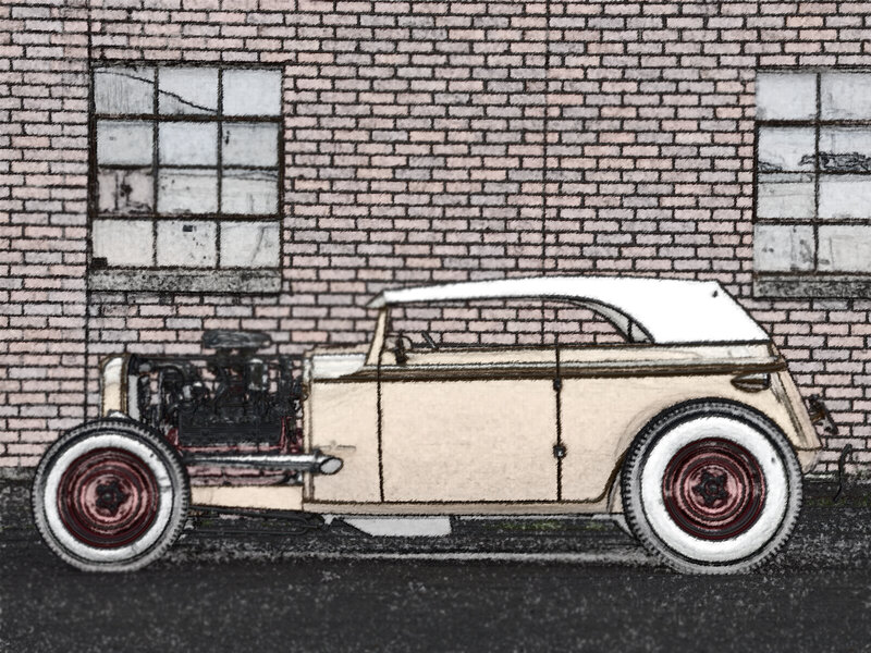 vintage car art illustration