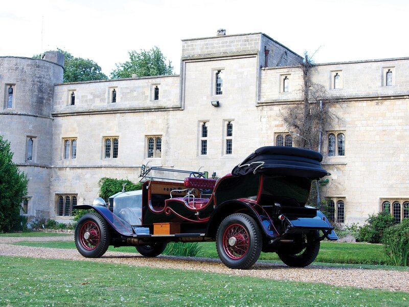 Vintage car at a castle