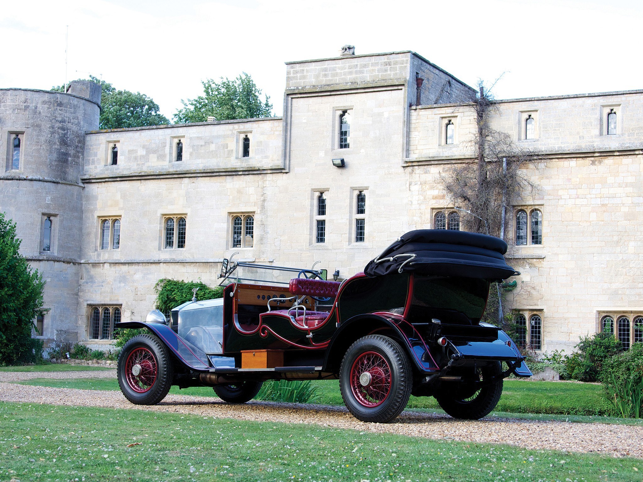 Vintage car at a castle