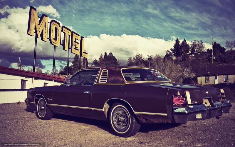 Vintage car at a retro motel