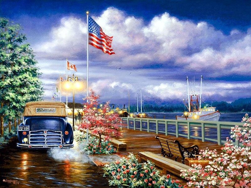 Vintage Car at Dock