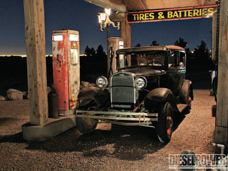 Vintage Car at Gas Station — Black