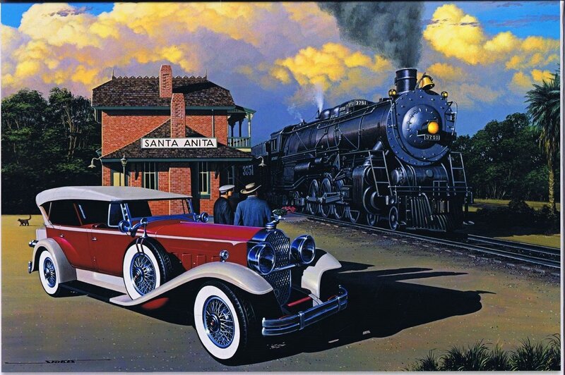 Vintage Car at Train Station