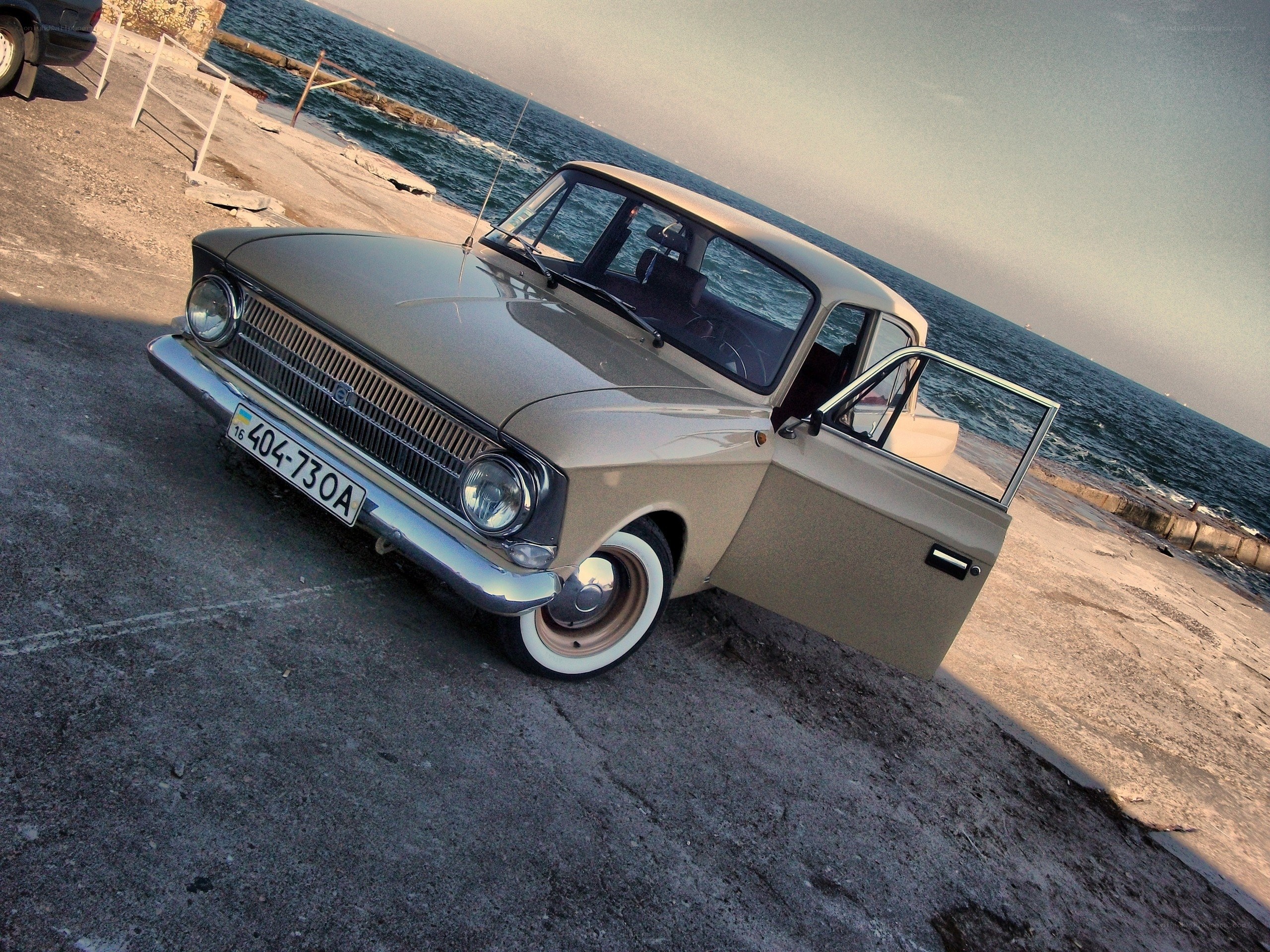 Vintage car by the sea