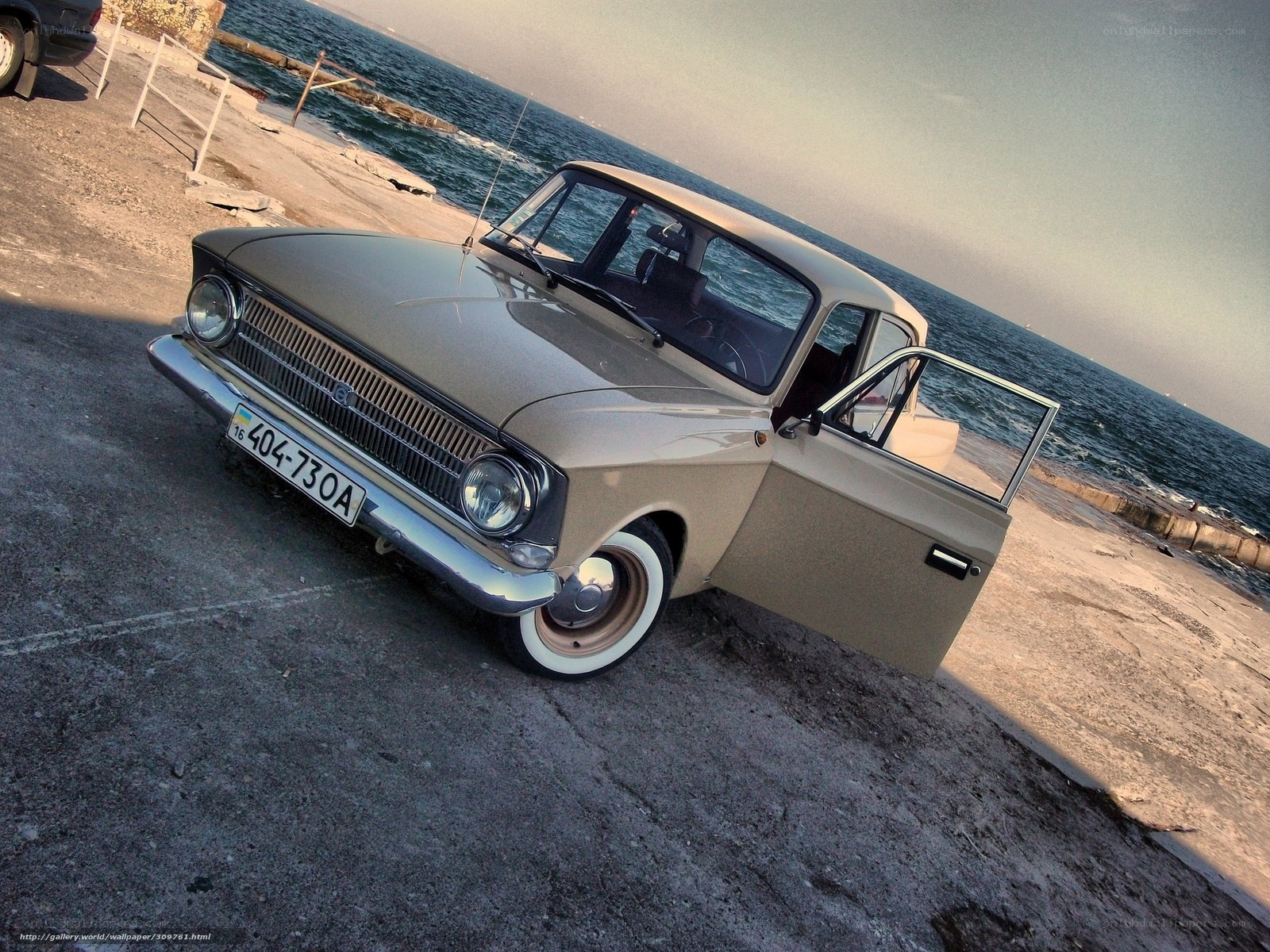 Vintage car by the sea