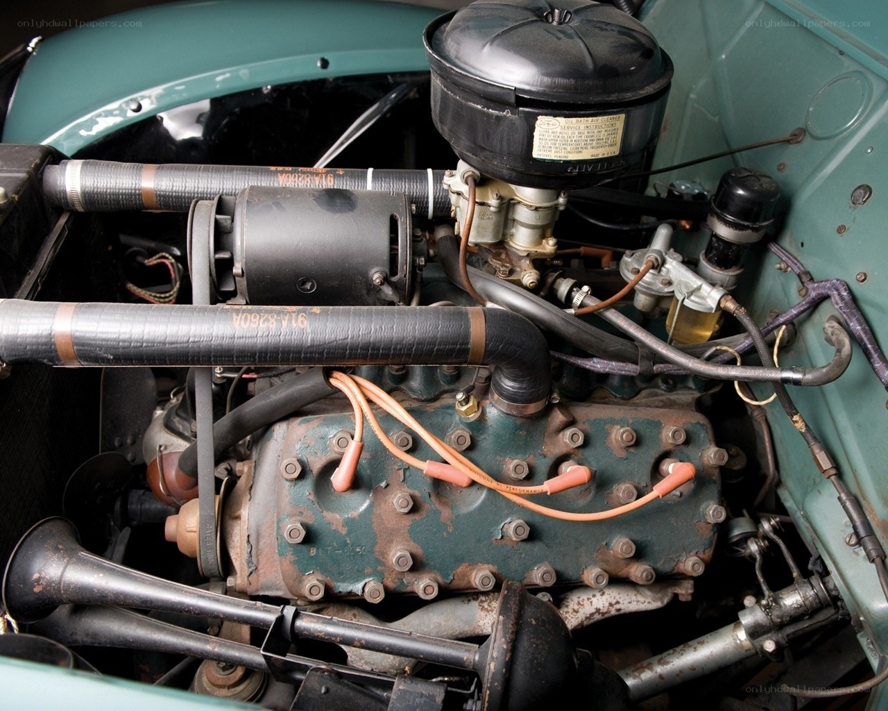 Vintage car engine bay
