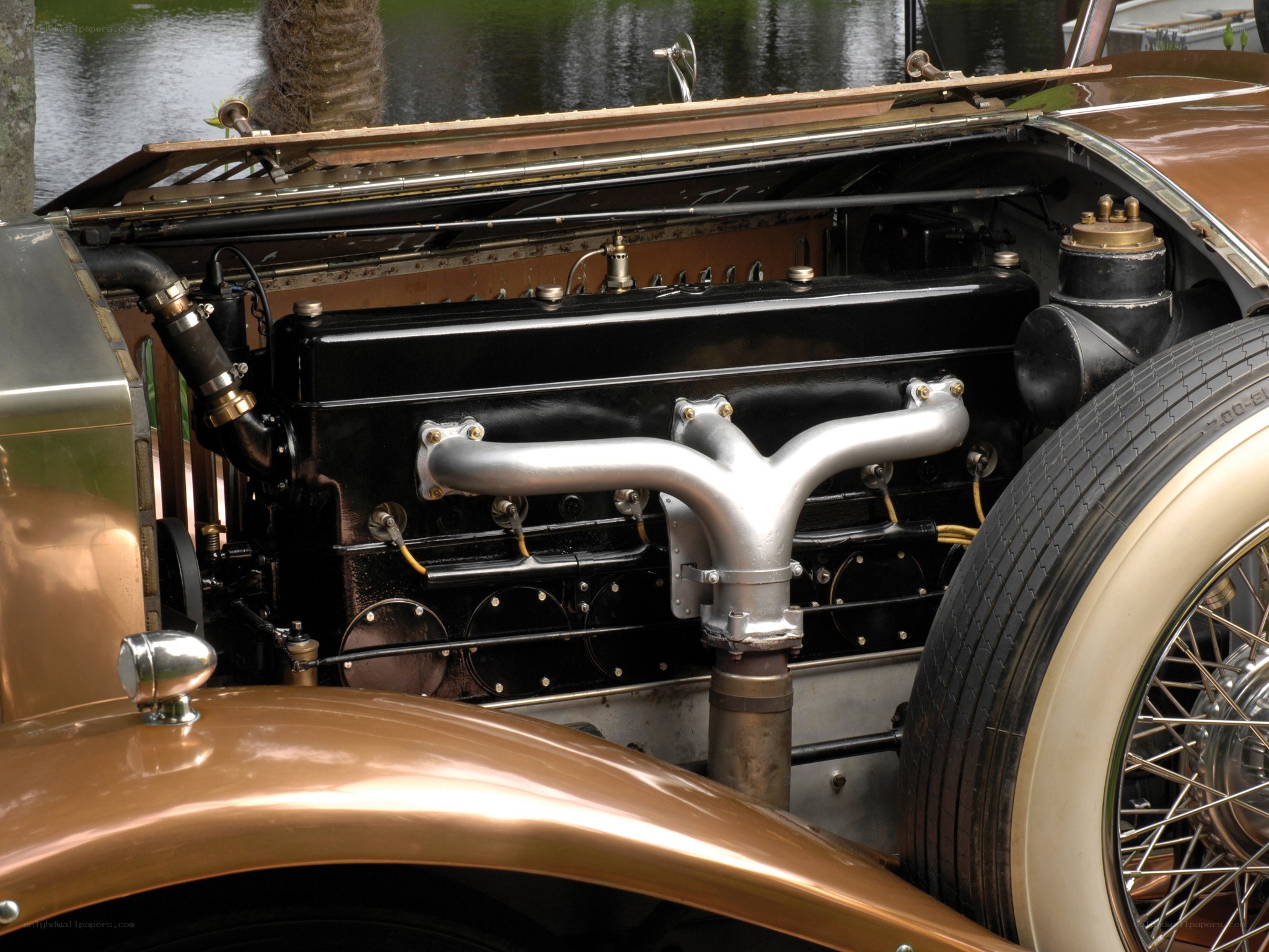 Vintage car engine close-up