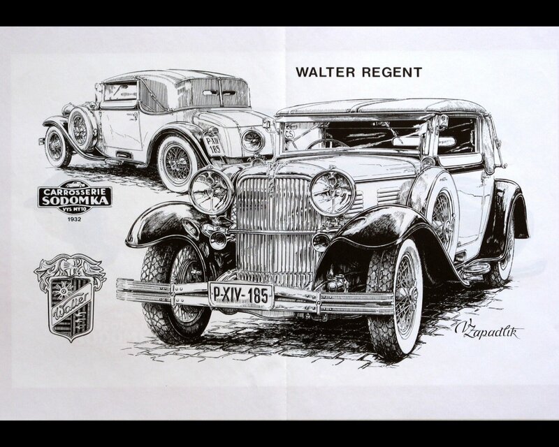Vintage Car Illustration — Black, Detailed, Drawing