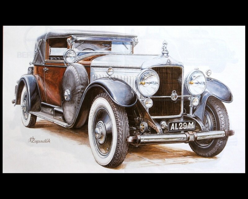 Vintage Car Illustration — Black, Detailed