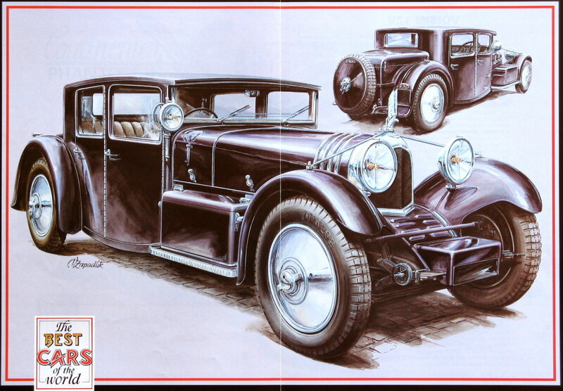 Vintage Car Illustration — Black, Dramatic