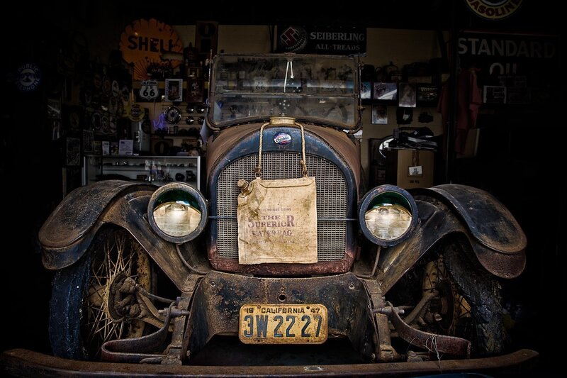 Vintage car in a garage