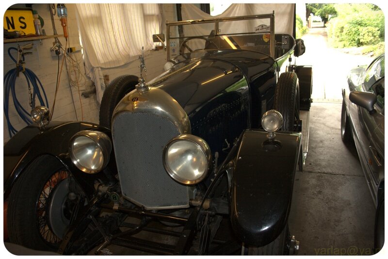 vintage car in a garage