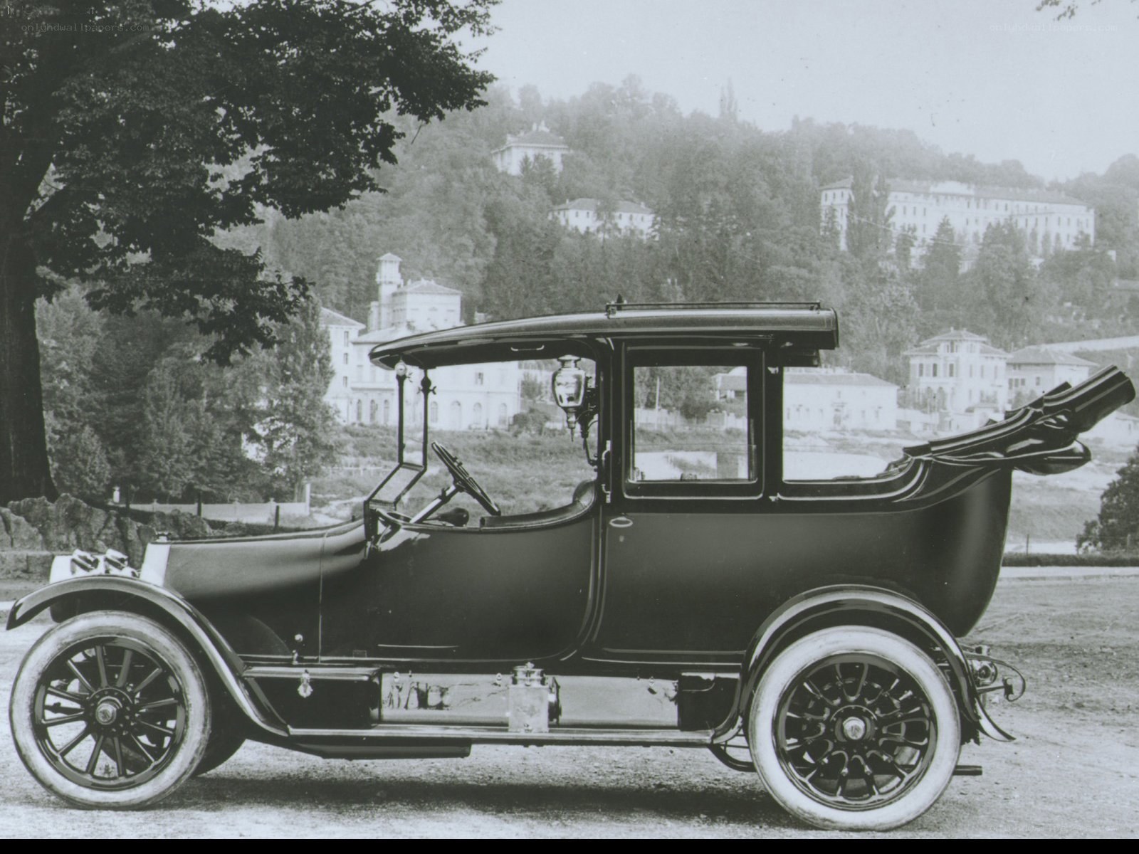 Vintage car in a scenic setting