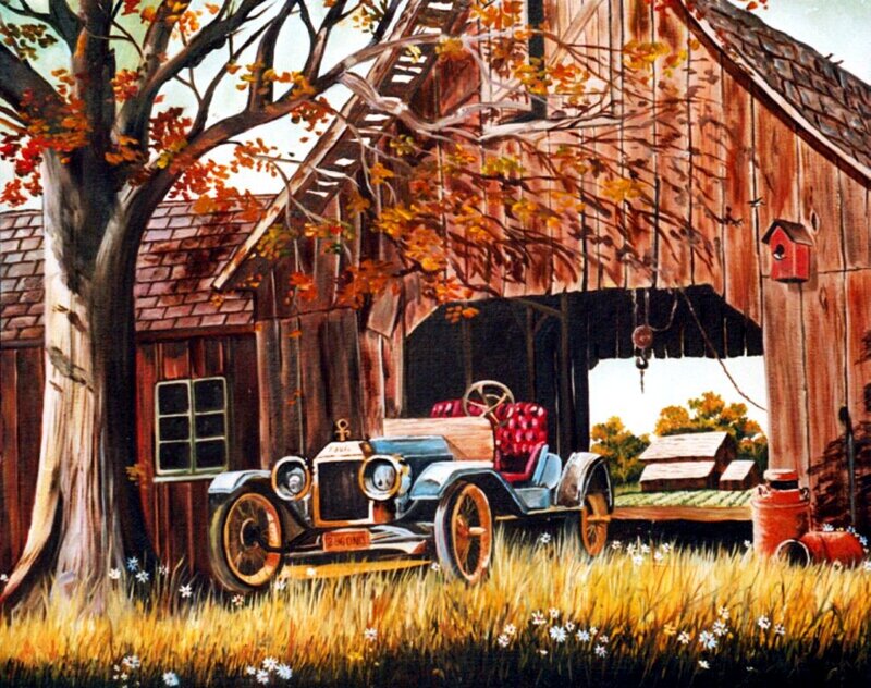 Vintage Car in Barn