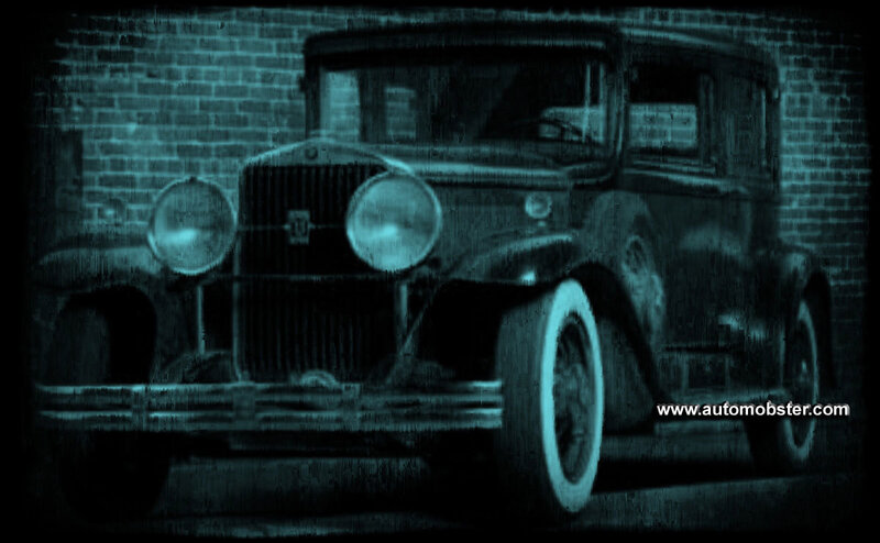 vintage car in blue tint