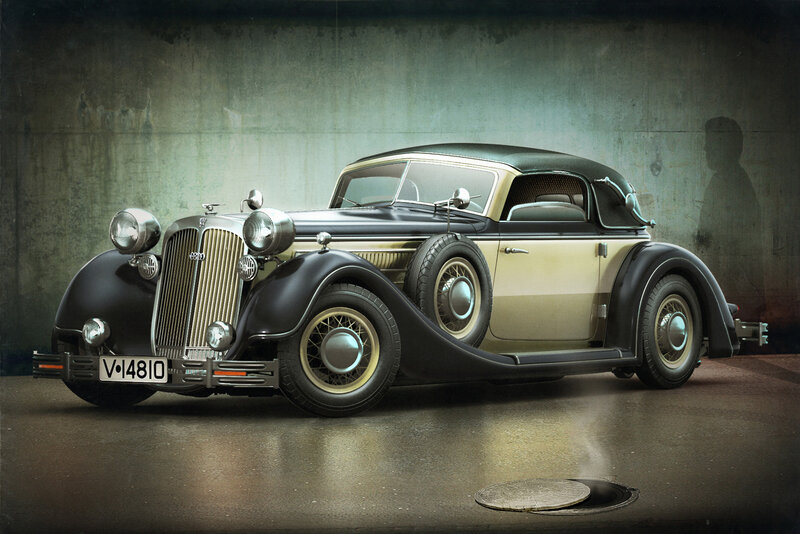 Vintage Car in Garage — Black