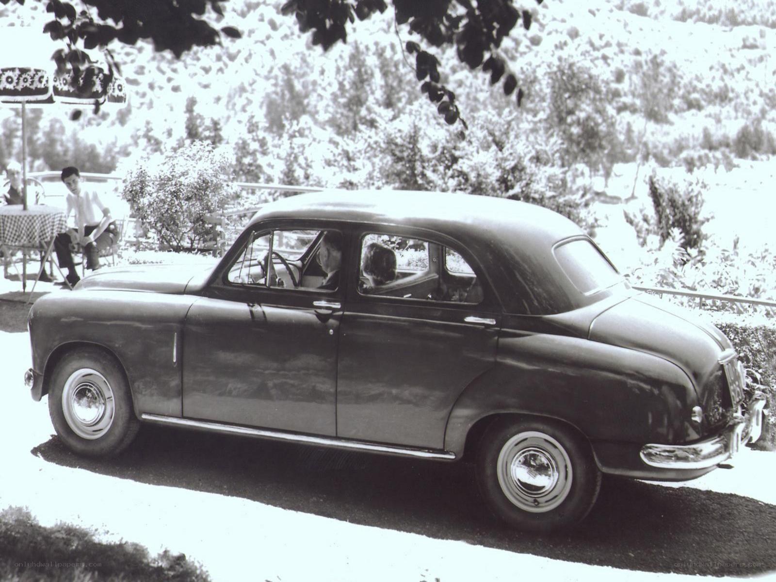Vintage car in garden setting
