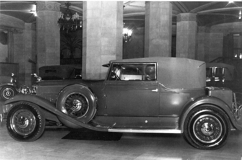 Vintage car in grand hall