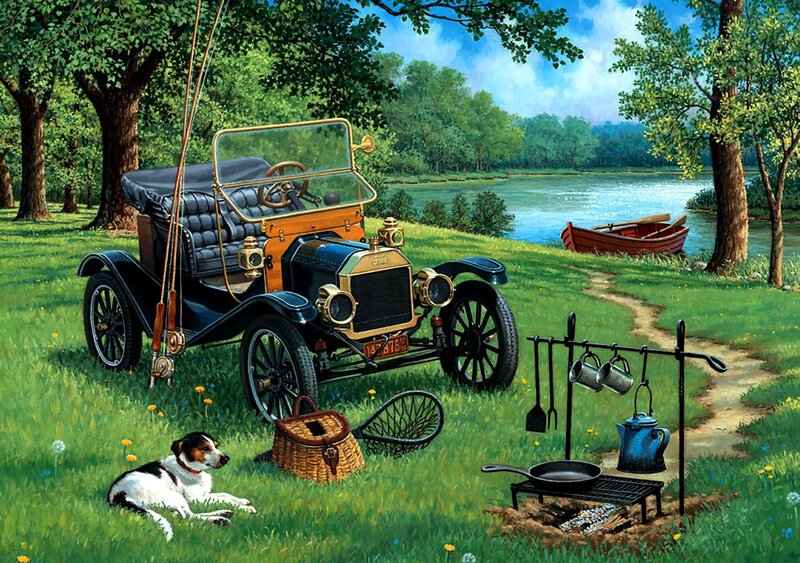 Vintage Car in Park — Green