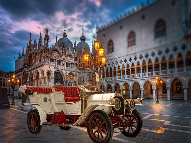 Vintage Car in Square