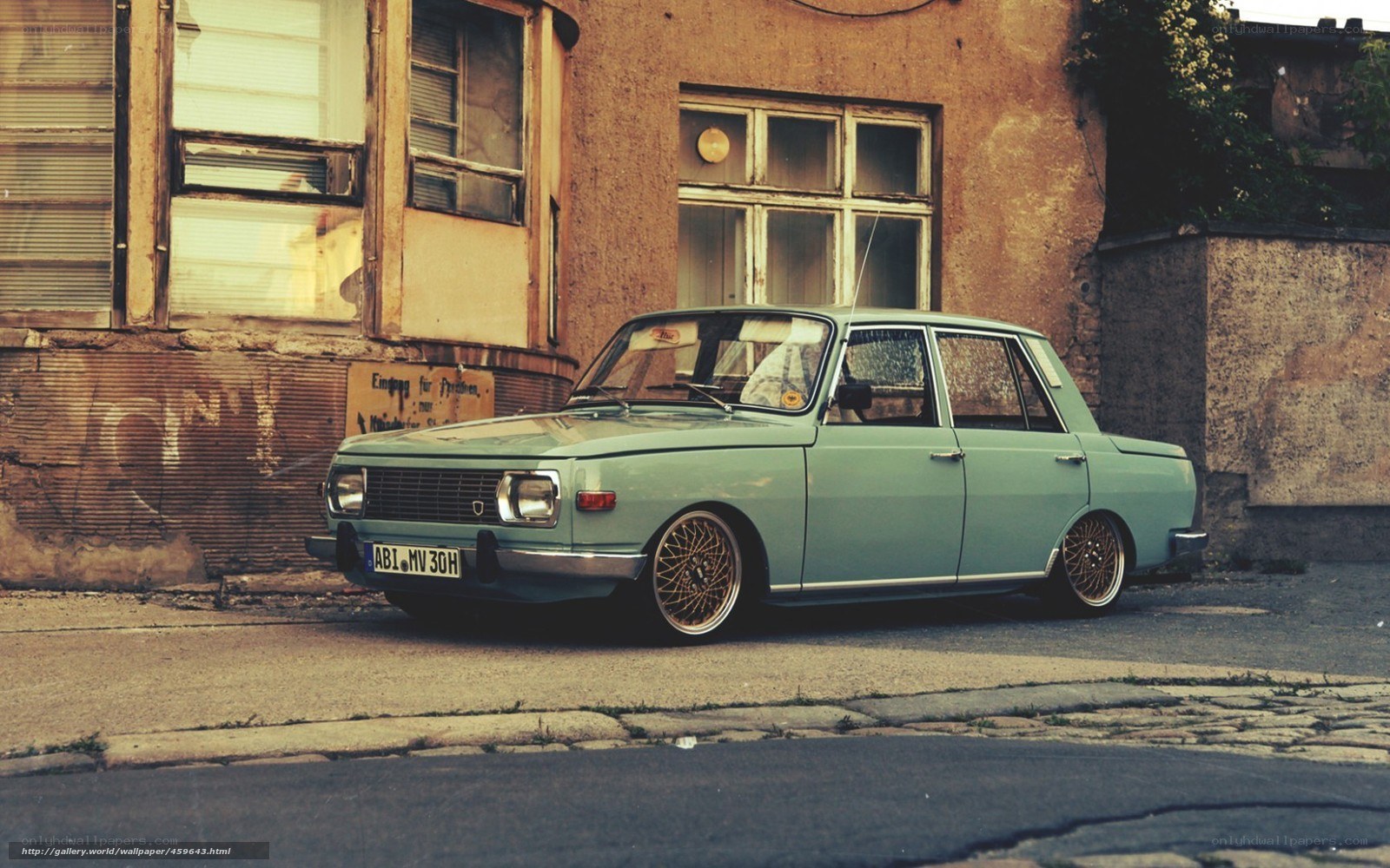 vintage car in urban setting