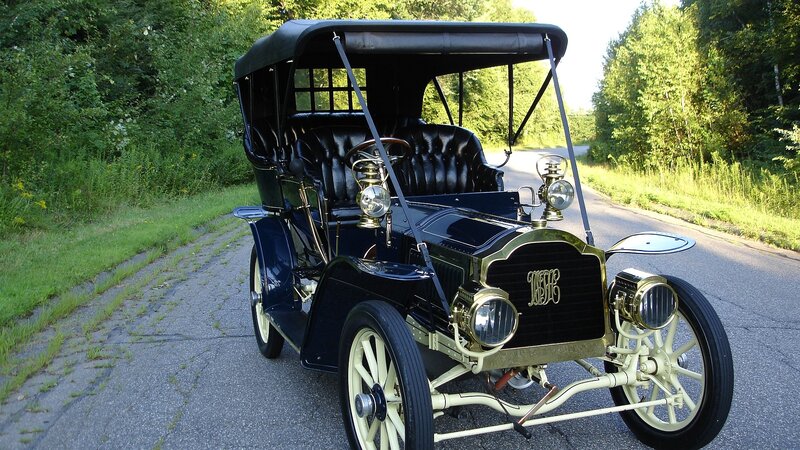 vintage car on a country road