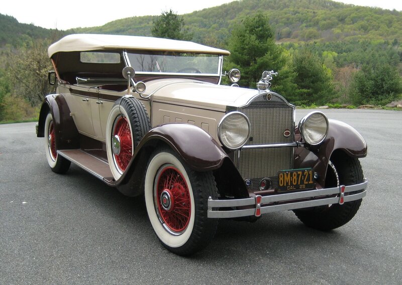 Vintage car on a scenic road