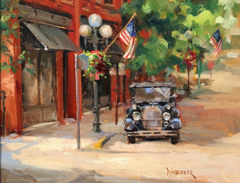 Vintage car on a sunny street
