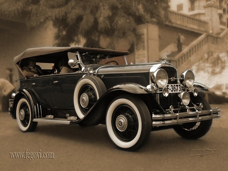 vintage car on city street