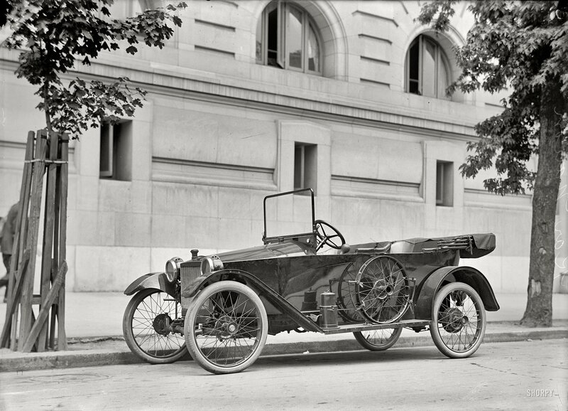 Vintage car on city street