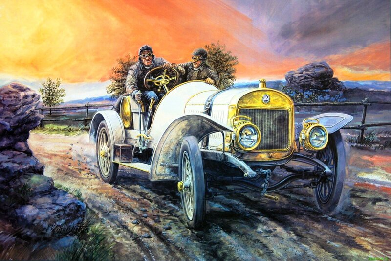 Vintage Car on Dirt Road — Orange