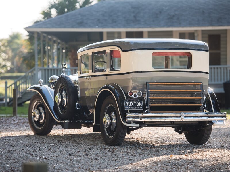 Vintage Car on Gravel — Black, Serene, Morning