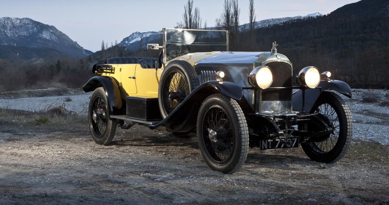Vintage Car on Gravel — Yellow