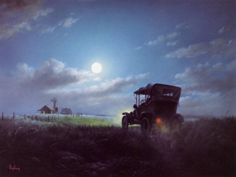 Vintage Car on Hill