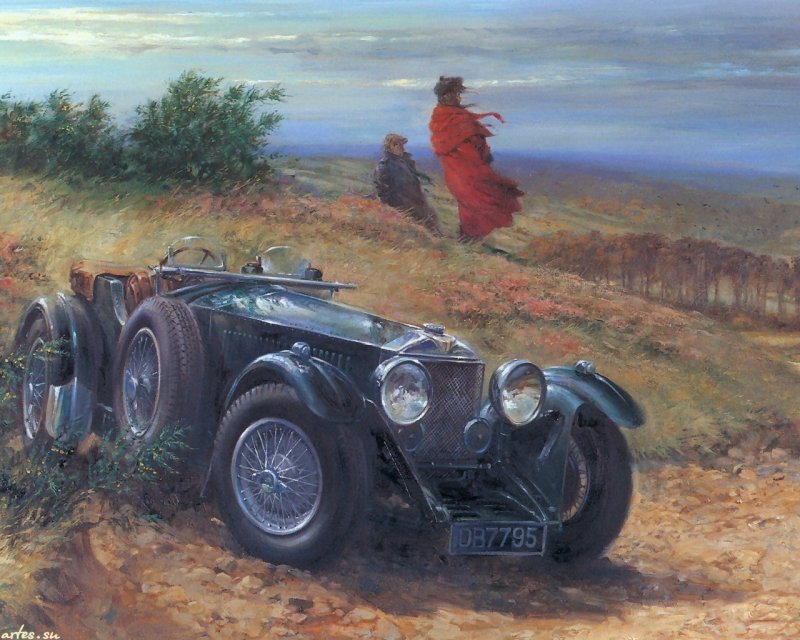 Vintage Car on Hillside
